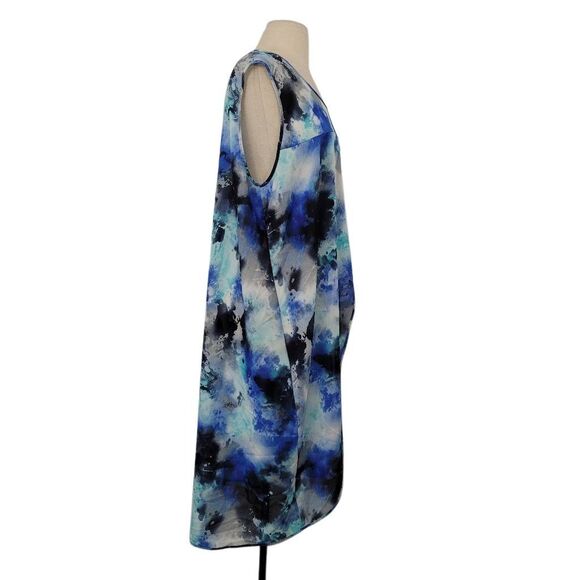 Sympli Sheer Tunic Top Vest Sz 14 Gypsy Blues Sleeveless Split Front Lagenlook - Picture 2 of 9